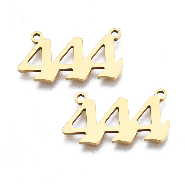 PandaHall 201 Stainless Steel Pendant Links, Laser Cut, Golden, Num.4, 12x22x1mm, Hole: 1.4mm 201 Stainless Steel Number