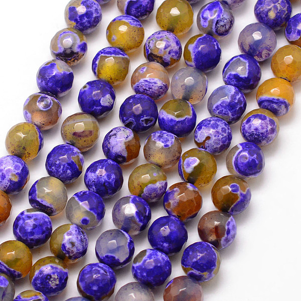 

PandaHall Natural Fire Crackle Agate Bead Strands, Round, Grade A, Faceted, Dyed & Heated, Blue Violet, 6mm, Hole: 1mm, about 61pcs/strand..., Purple