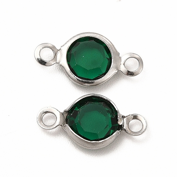 

PandaHall 304 Stainless Steel with Glass Connector Charms, Flat Round Links, Stainless Steel Color, Sea Green, 12.5x7x2mm, Hole: 1.5mm 304...