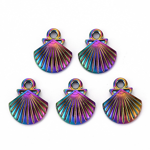 

PandaHall Alloy Pendants, Cadmium Free & Nickel Free & Lead Free, Shell Shape, Rainbow Color, 18x15x3.5mm, Hole: 2mm Alloy Shell Shape