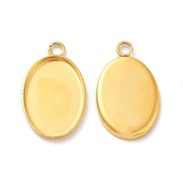 

PandaHall Ion Plating(IP) 304 Stainless Steel Pendant Cabochon Settings, Plain Edge Bezel Cups, Oval, Golden, Tray: 14x10mm, 17.5x11x1.3mm...