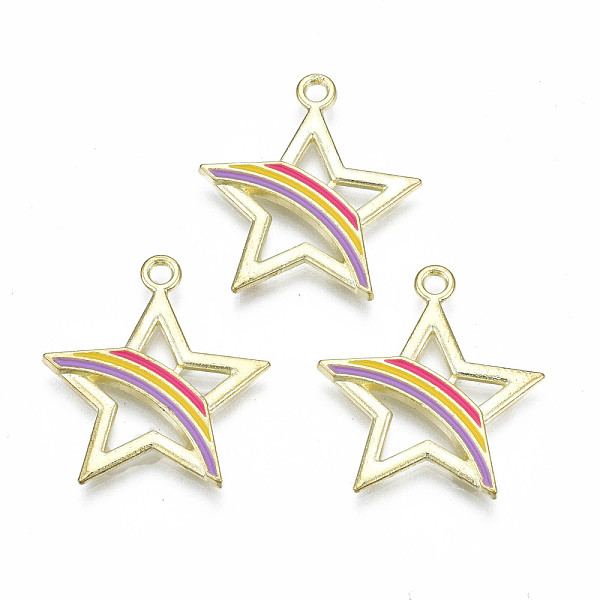 

PandaHall Alloy Enamel Pendants, Cadmium Free & Lead Free, Star, Medium Orchid, 23x21x2mm, Hole: 1.8mm Alloy+Enamel Star