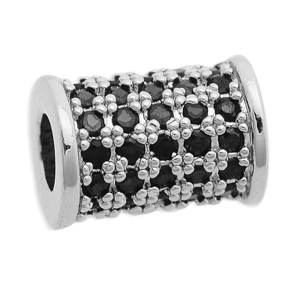 

PandaHall Brass Micro Pave Cubic Zirconia Beads, Column, Platinum, 9.5x7mm, Hole: 3.5mm, 3pcs/bag Brass+Cubic Zirconia Column Black