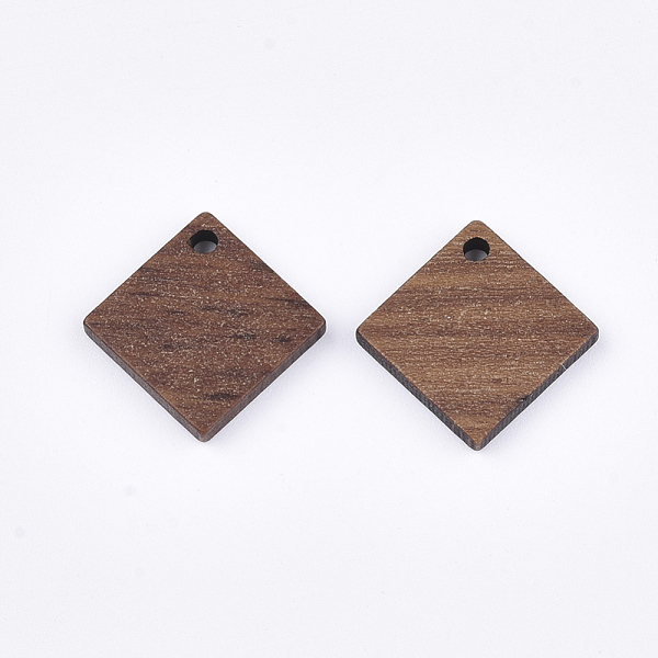 

PandaHall Walnut Wood Pendants, Rhombus, Saddle Brown, 17x17x2.5~3mm, Hole: 1.6mm, Side Length: 13mm Wood Rhombus Brown
