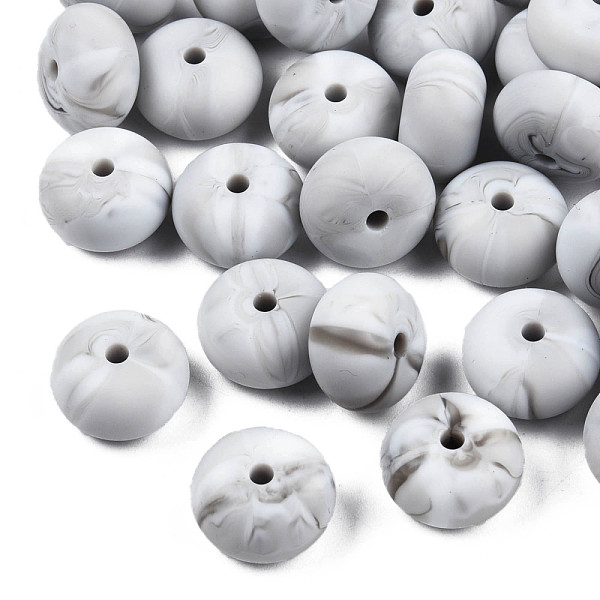 

PandaHall Food Grade Eco-Friendly Silicone Beads, Chewing Beads For Teethers, DIY Nursing Necklaces Making, Rondelle, Gainsboro, 14x8mm..., Gray