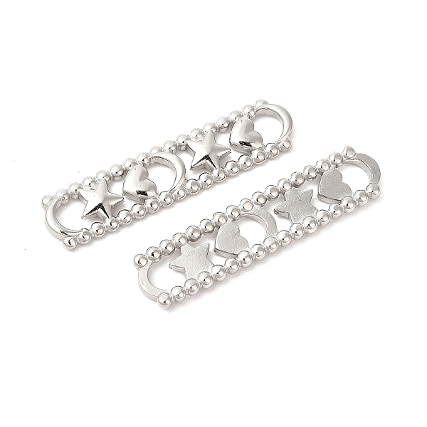 

PandaHall 304 Stainless Steel Connector Charms, Oval with Moon & Star & Heart Links, Stainless Steel Color, 44.5x10.5x3mm, Inner Diameter...
