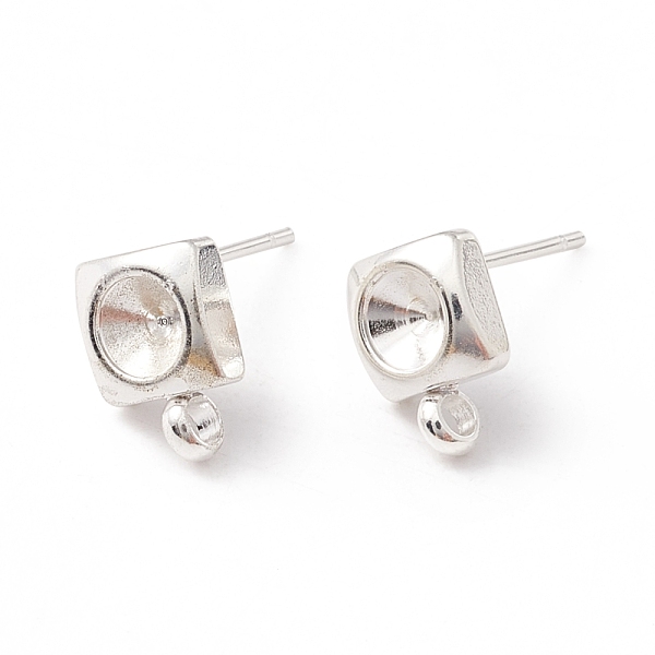 

PandaHall 201 Stainless Steel Stud Earring Findings, with 316 Surgical Stainless Steel Pins and Vertical Loops, For Pointed Back Rhinestone...