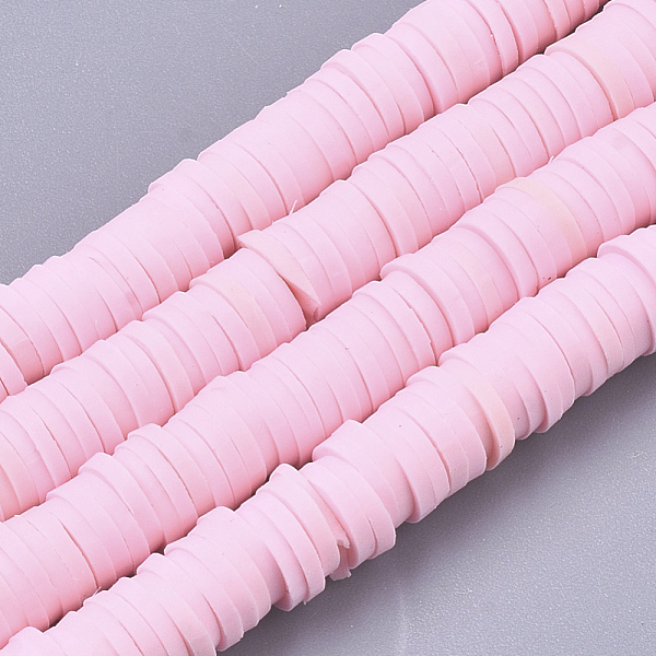 

PandaHall Handmade Polymer Clay Beads Strands, for DIY Jewelry Crafts Supplies, Heishi Beads, Disc/Flat Round, Pearl Pink, 6x0.5~1mm, Hole...