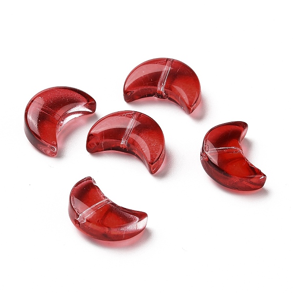 

PandaHall Transparent Spray Painted Glass Beads, Crescent Moon, FireBrick, 14x9.5x5mm, Hole: 1mm Glass Moon Red