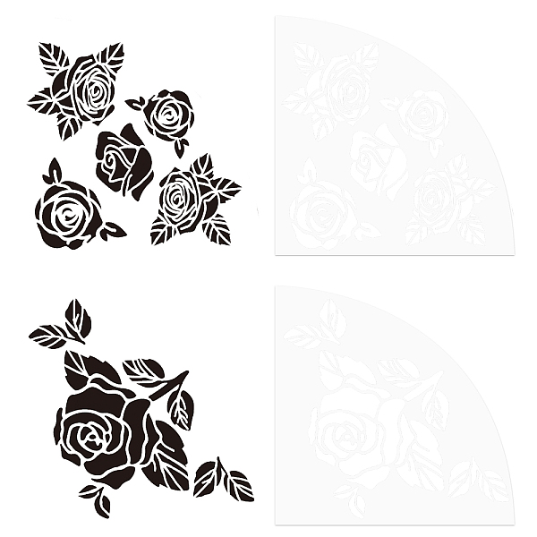 

PandaHall Custom Acrylic Tie-Dye Template, Painting Supplies, Fanshaped, Rose Pattern, 20x20x0.25cm, 2pcs/set Acrylic Flower