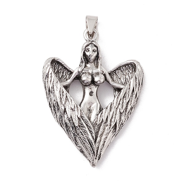

PandaHall Tibetan Style Alloy Big Pendants, Angel with Wing, Antique Silver, 54.5x38.5x8mm, Hole: 8.5x4.4mm Alloy Wing