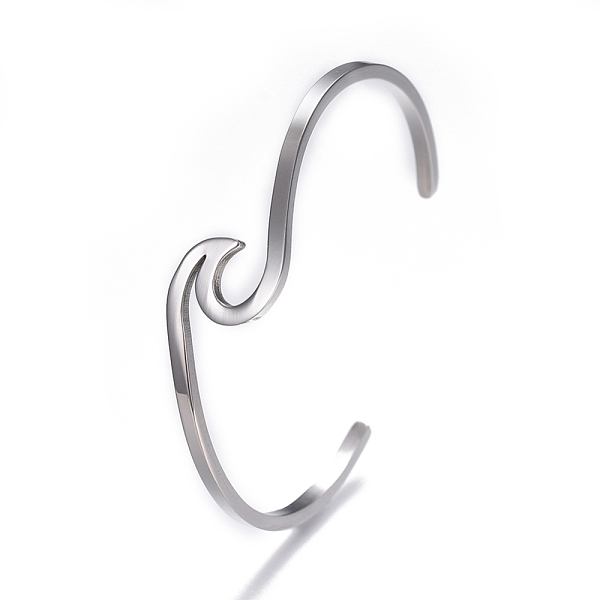 

PandaHall 304 Stainless Steel Cuff Bangles, Stainless Steel Color, 2-1/4 inchx1-3/4 inch(5.65x4.6cm) 304 Stainless Steel