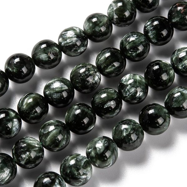 

PandaHall Natural Seraphinite Beads Strands, Round, Grade A, 8.5mm, Hole: 1mm, about 47pcs/strand, 15.43 inch(39.2cm) Seraphinite Round