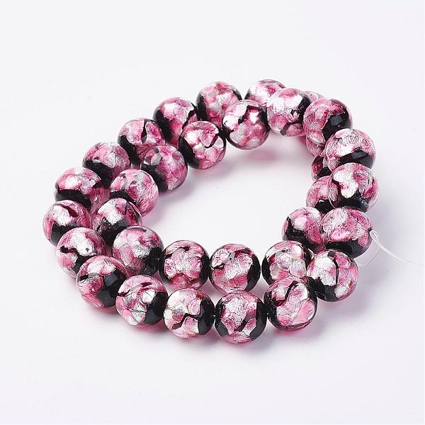 

PandaHall Handmade Silver Foil Glass Beads, Round, Purple, 12mm, Hole: 1mm, about 33pc/strand, 15.43 inch(39.2cm) Silver Foil Round Purple
