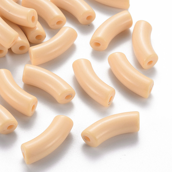 

PandaHall Opaque Acrylic Beads, Curved Tube, Navajo White, 36x13.5x11.5mm, Hole: 4mm, about 133pcs/500g Acrylic Tube