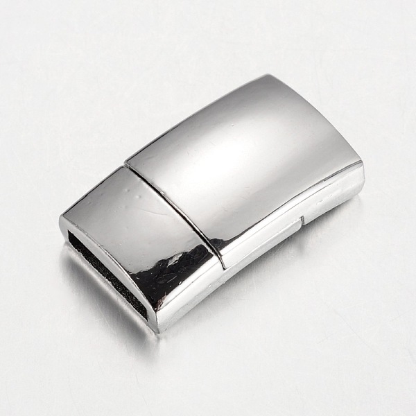 

PandaHall Rectangle Alloy Magnetic Clasps, Platinum, 25x14x6mm, Hole: 10.5x2.5mm Alloy Rectangle