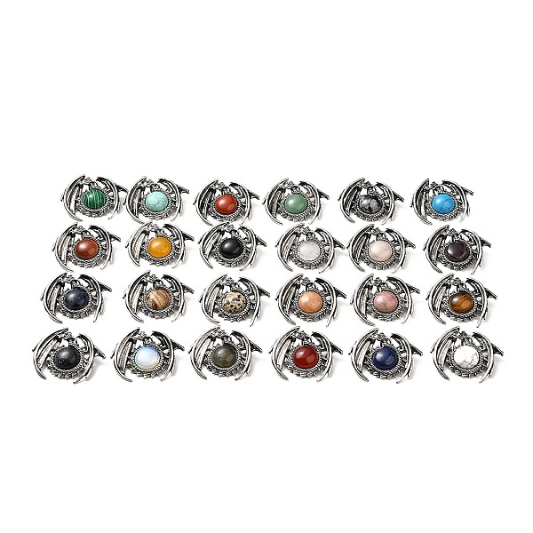 

PandaHall Natural & Synthetic Mixed Gemstone Pendants, Dragon Charms, with Rack Plating Antique Silver Tone Alloy Findings, Cadmium Free &...