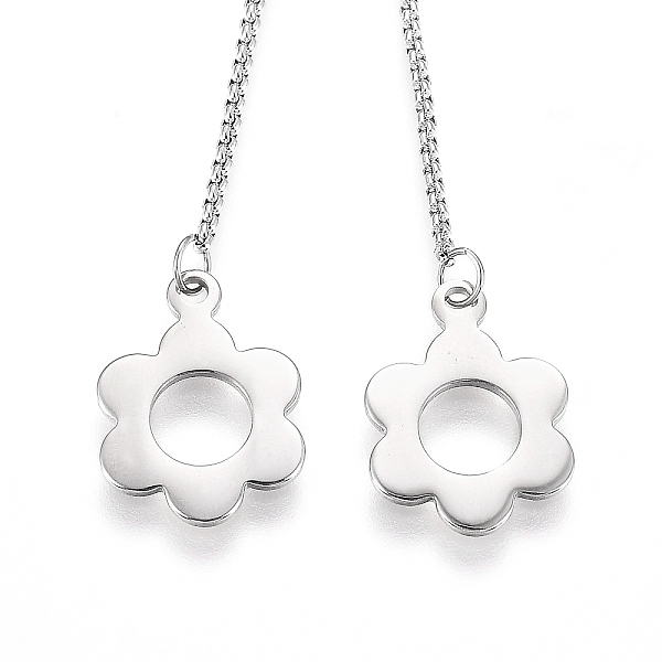 

PandaHall Adjustable 304 Stainless Steel Lariat Necklaces, Slider Necklaces, with Box Chains, Flower, Stainless Steel Color, 26.37 inch...