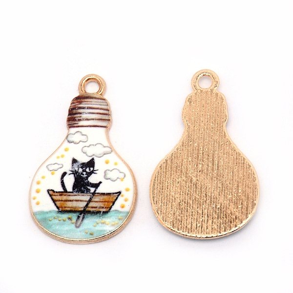 

PandaHall Japanese Style Print Alloy Enamel Pendants, Bulb with Cat Cadmium Free & Lead Free, White, 28x16.5x2mm, Hole: 2mm Alloy+Enamel...
