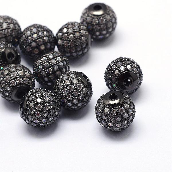 

PandaHall Rack Plating Brass Cubic Zirconia Beads, Long-Lasting Plated, Round, Gunmetal, 9.5~10x9~9.5mm, Hole: 2mm Brass+Cubic Zirconia...