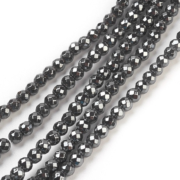 

PandaHall Non-Magnetic Synthetic Hematite Beads Strands, Faceted, Round, Black, about 3mm in diameter, hole:1mm, 138pcs/strand, 16 inch...