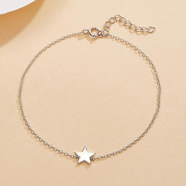 

PandaHall Star 925 Sterling Silver Link Bracelet, Silver Sterling Silver Star