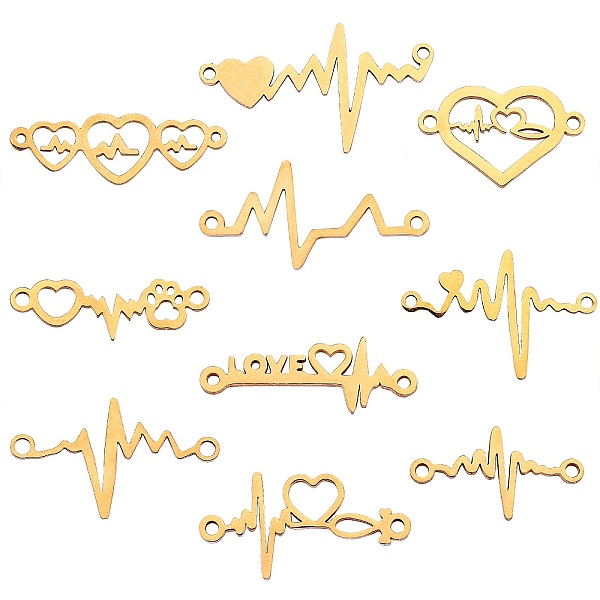 

PandaHall 10Pcs 10 Style Stainless Steel Links Connectors, Laser Cut, for Valentine's Day, Heartbeat, Golden, 1pc/style Stainless Steel...