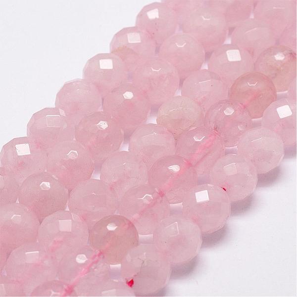 

PandaHall Natural Rose Quartz Beads Strands, Faceted, Round, 8mm, Hole: 1mm, about 44pcs/strand, 14.9 inch~15.1 inch Rose Quartz Round Pink