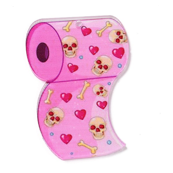 

PandaHall Acrylic Pendant, Roll Paper with Heart & Shull & Bone, 49x34.5x2mm, Hole: 2mm Acrylic Others