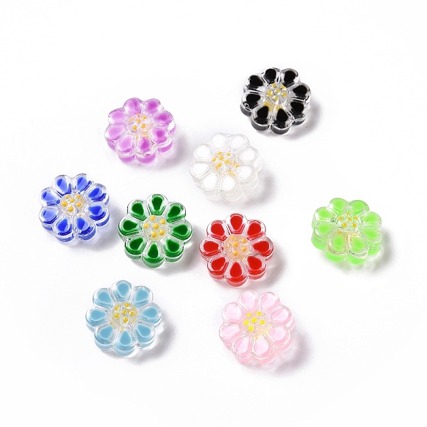 

PandaHall Transparent Glass Beads, with Enamel, Flower, Mixed Color, 13.5x13.5x7mm, Hole: 1mm Glass Flower Multicolor