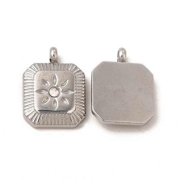 

PandaHall 304 Stainless Steel Charms, with Glass, Rectangle with Sun Charms, Stainless Steel Color, 13.5x10x3.5mm, Hole: 1.8mm Stainless..., Clear