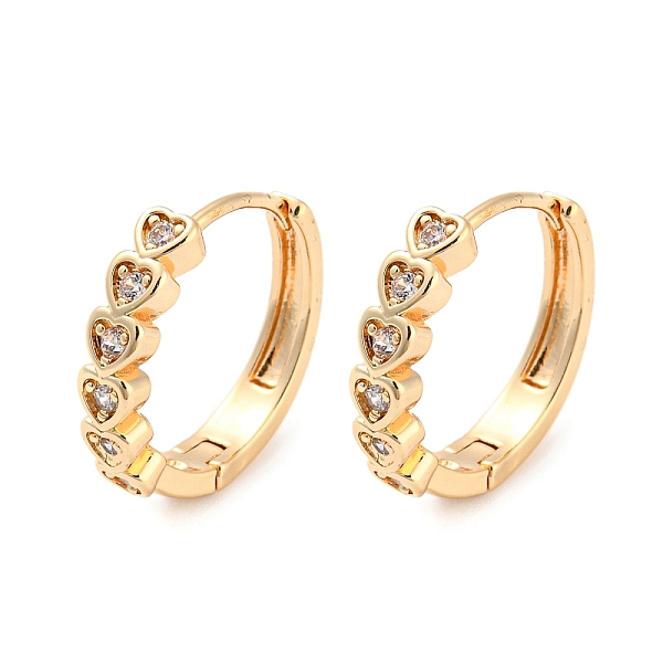 

PandaHall Brass with Cubic Zirconia Hoop Earrings, Heart, Light Gold, 18x4mm Cubic Zirconia Heart Clear