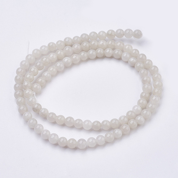 

PandaHall Natural Yellow Jade Beads Strands, Dyed, Round, Gainsboro, 4mm, Hole: 1mm, about 95pcs/strand, 15.75 inch Yellow Jade Round Gray