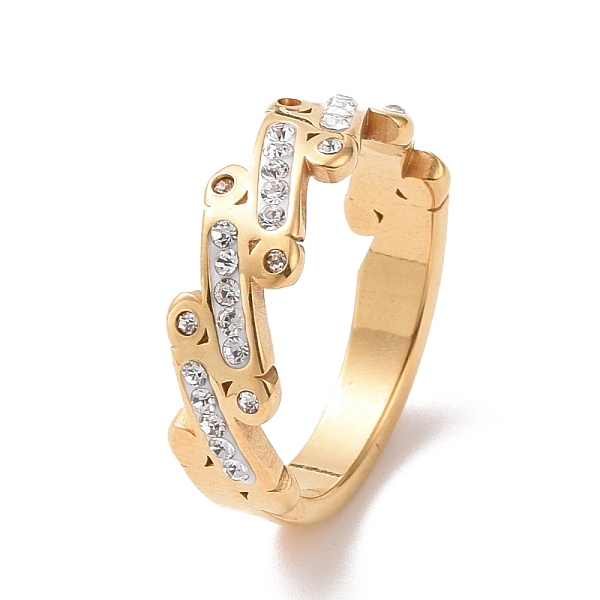 

PandaHall Crystal Rhinestone Oval Bar Finger Ring, Ion Plating(IP) 304 Stainless Steel Jewelry for Women, Golden, US Size 7(17.3mm)..., Clear