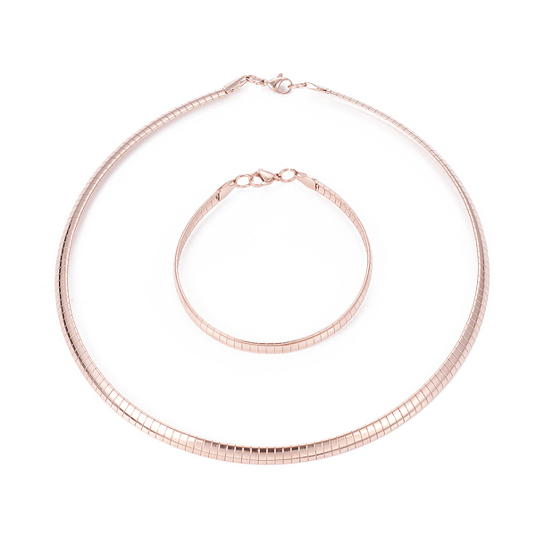 

PandaHall Ion Plating(IP) 304 Stainless Steel Chain Necklaces & Bracelets Sets, with Lobster Claw Clasps, Rose Gold, 17.7 inch(45cm), 3mm...