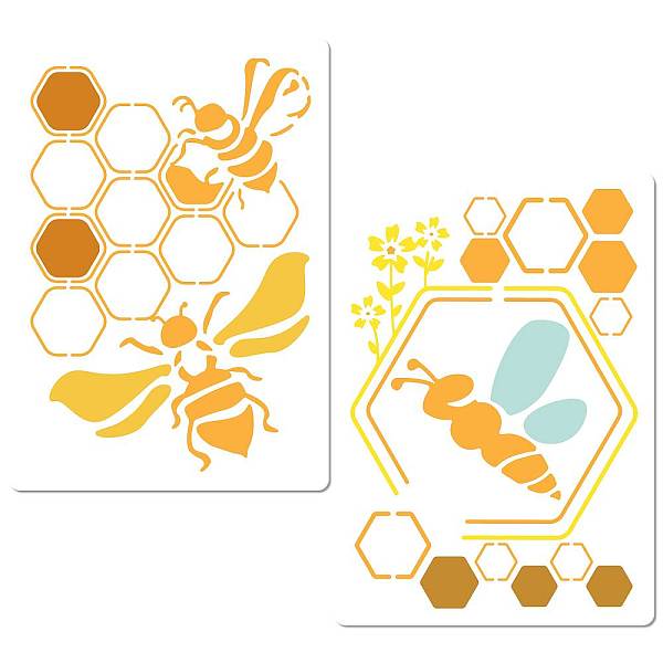 

PandaHall 2Pcs 2 Styles Bees Theme PET Plastic Hollow Out Drawing Painting Stencils Templates Sets, Rectangle, Bees, 297x210mm, 1pc/style...