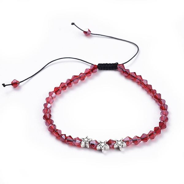

PandaHall Adjustable Nylon Cord Braided Bead Bracelets, with Half-Handmade Transparent Glass Beads and Tibetan Style Beads, Star, Mixed..., Multicolor