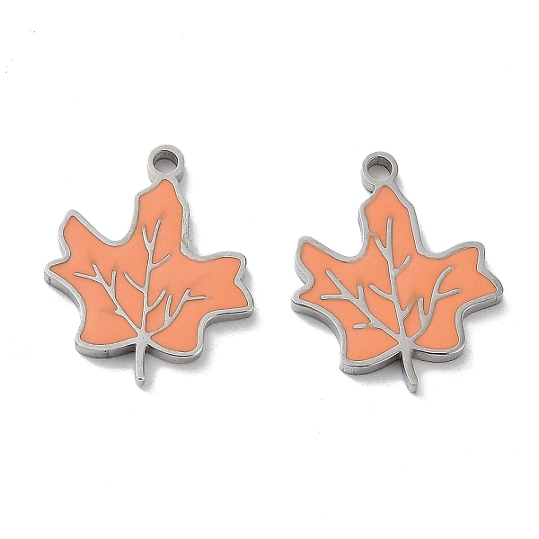 

PandaHall 304 Stainless Steel Enamel Pendants, Maple Leaf Charm, Stainless Steel Color, Light Salmon, 16x13x1.5mm, Hole: 1.4mm Stainless...