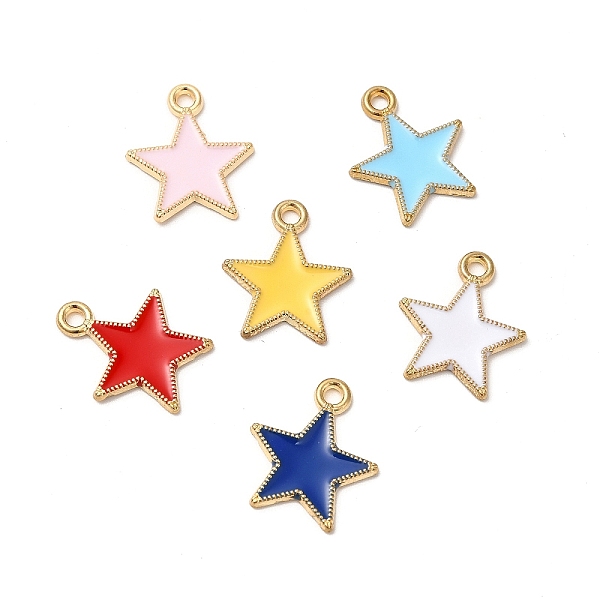 

PandaHall Alloy Enamel Pendants, Cadmium Free & Nickel Free & Lead Free, Star Charm, Golden, Mixed Color, 18x15.5x1.5mm, Hole: 1.8mm..., Multicolor
