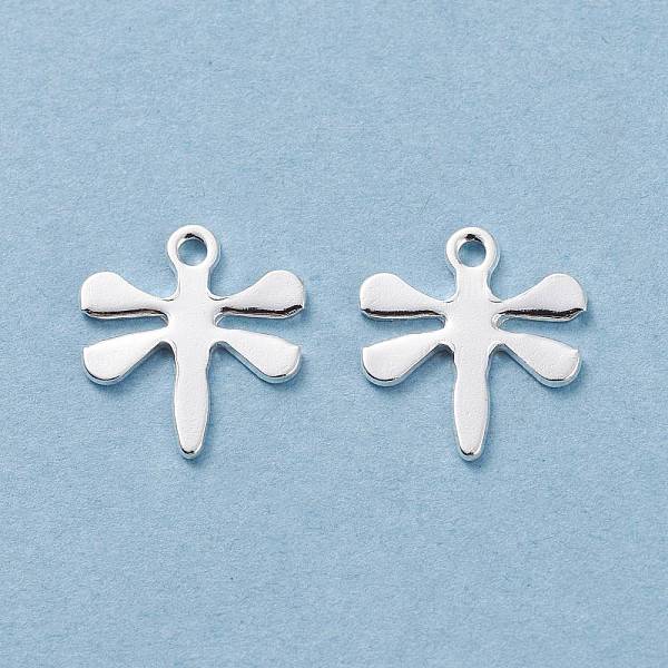 PandaHall 201 Stainless Steel Charms, Dragonfly, Silver, 12x11x0.8mm, Hole: 1.2mm 201 Stainless Steel Dragonfly