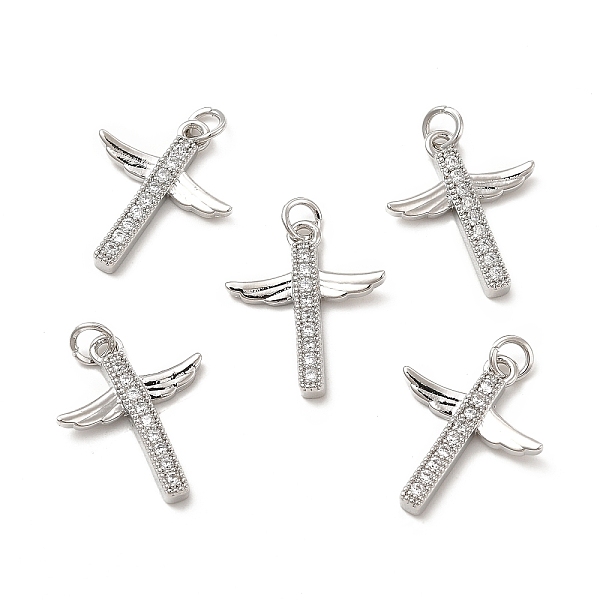 

PandaHall Brass Micro Pave Clear Cubic Zirconia Connector Charms, Cross Wing Links, Platinum, 20x17x2.5mm, Hole: 1mm Brass+Cubic Zirconia...