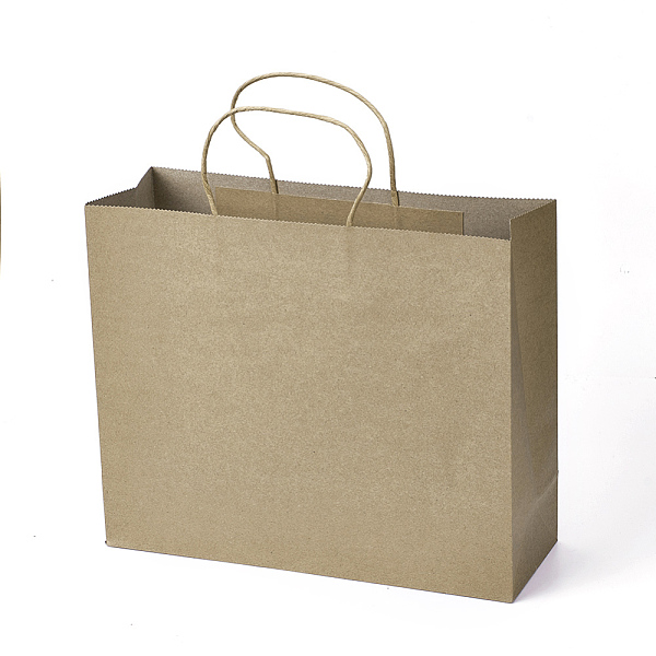 

PandaHall Pure Color Paper Bags, Gift Bags, Shopping Bags, with Handles, Rectangle, BurlyWood, 26x31.5x11cm Paper None Orange