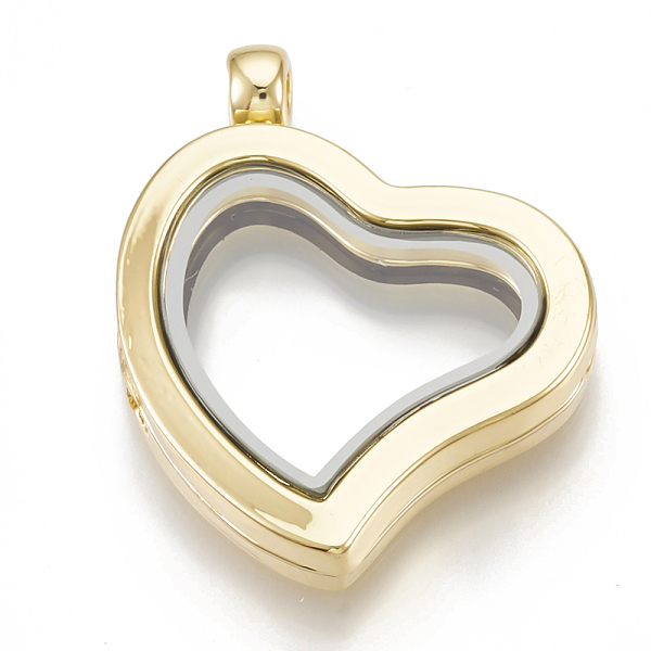 

PandaHall Alloy Magnetic Locket Pendants, with Glass, Heart, Golden, 33x29x6.5mm, Hole: 3mm, Inner Measure: 16x20mm Alloy Heart