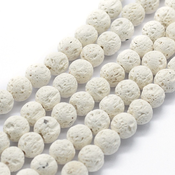 

PandaHall Natural Lava Rock Round Beads Strands, Round, White, 8mm, Hole: 1mm, about 49pcs/strand, 15.15 inch(38.5cm) Lava Rock Round White