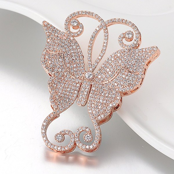 

PandaHall Butterfly Brass Micro Pave Cubic Zirconia Big Pendants, Rose Gold, 54x45x8mm, Hole: 2x3mm Brass+Cubic Zirconia Butterfly