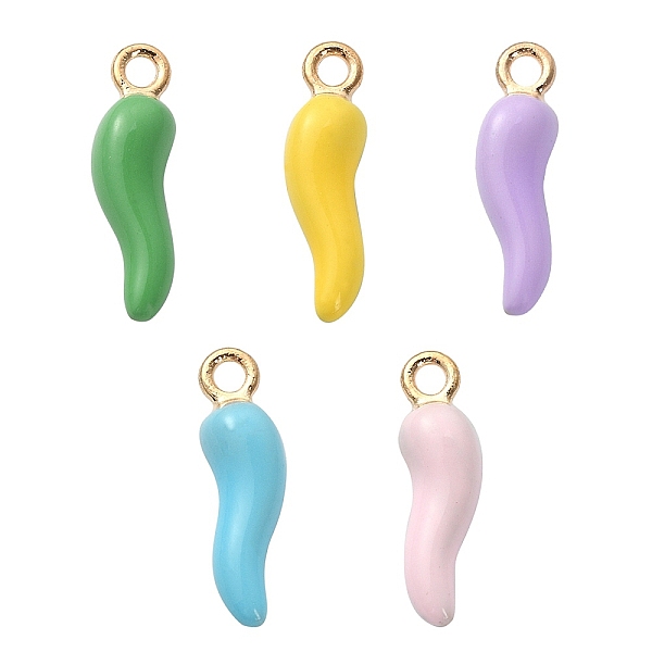

PandaHall 5Pcs 5 Colors Alloy Enamel Pendants, Cadmium Free & Nickel Free & Lead Free, Light Gold, Hot Horn of Plenty/Italian Horn..., Multicolor