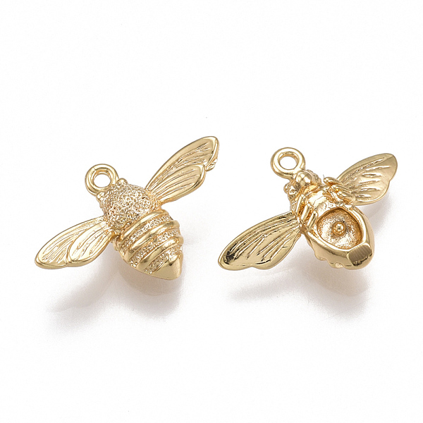

PandaHall Brass Pendants, Bees, Nickel Free, Real 18K Gold Plated, 11.5x17x4.5mm, Hole: 1mm Brass Bees