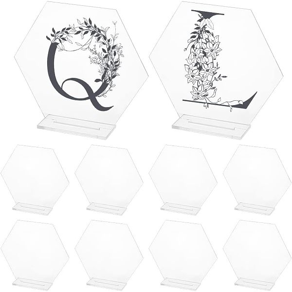 

PandaHall Acrylic Table Sign Holders, Blank Place Number Signs, for Wedding, Restaurant, Birthday Party Decorations, Hexagon, Clear...