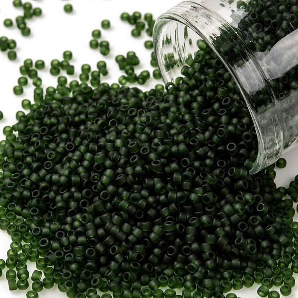 

PandaHall TOHO Round Seed Beads, Japanese Seed Beads, (940F) Transparent Frost Olivine, 15/0, 1.5mm, Hole: 0.7mm, about 15000pcs/50g Glass..., Green