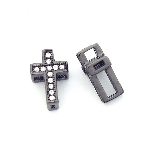 

PandaHall Fashionable Hollow Cross Brass Micro Pave Cubic Zirconia Beads, Cadmium Free & Nickel Free & Lead Free, Gunmetal, 11x7.5x5mm, Hole...